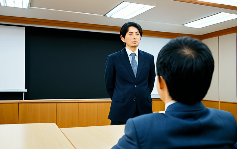 주택관리사 보수 교육 과정 - Manager Attending a Seminar**

A professional Japanese apartment building manager, fully clothed in ...