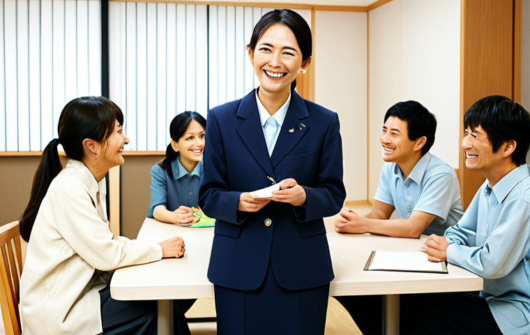 주택관리사 보수 교육 과정 - Manager Using a Tablet with AI Software**

A smiling Japanese apartment building manager, fully clot...