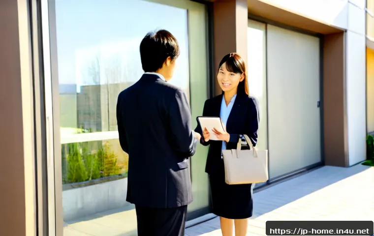 주택관리사 직업의 성장 가능성 - Photorealistic Japanese property manager in smart business attire reviewing a modern apartment build...